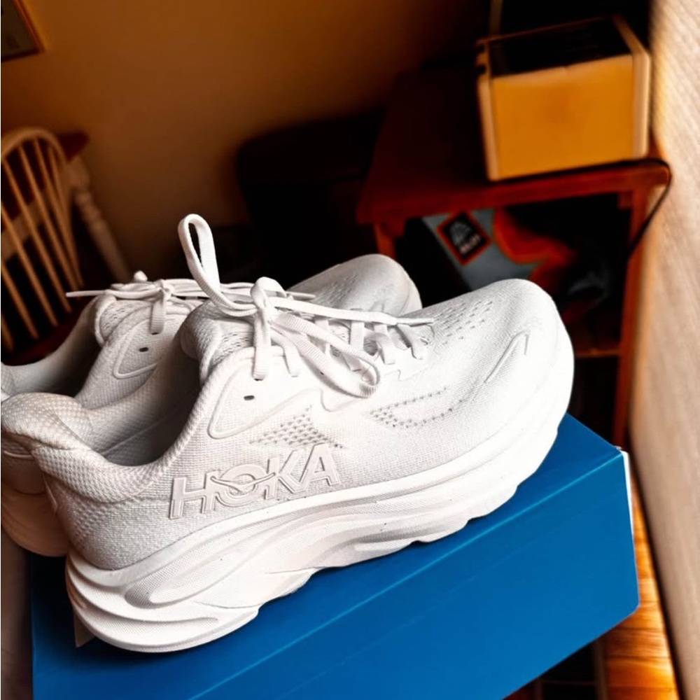 Hoka All-White Athletic Sneakers